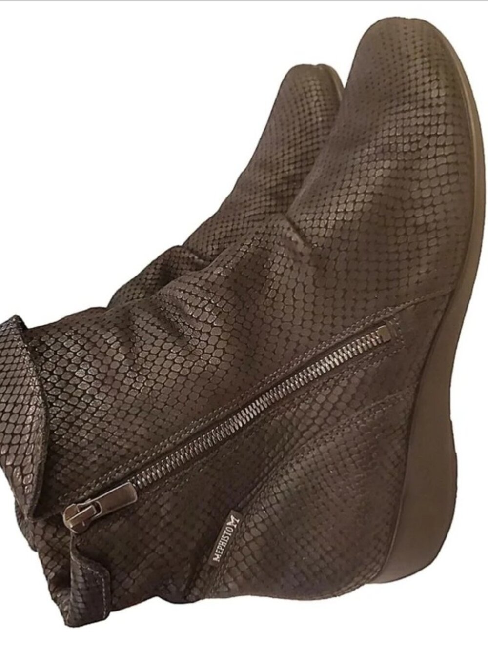 Mephisto Seddy Mamba snakeskin leather black ankle boot, women's US10=EU41=UK7.5
